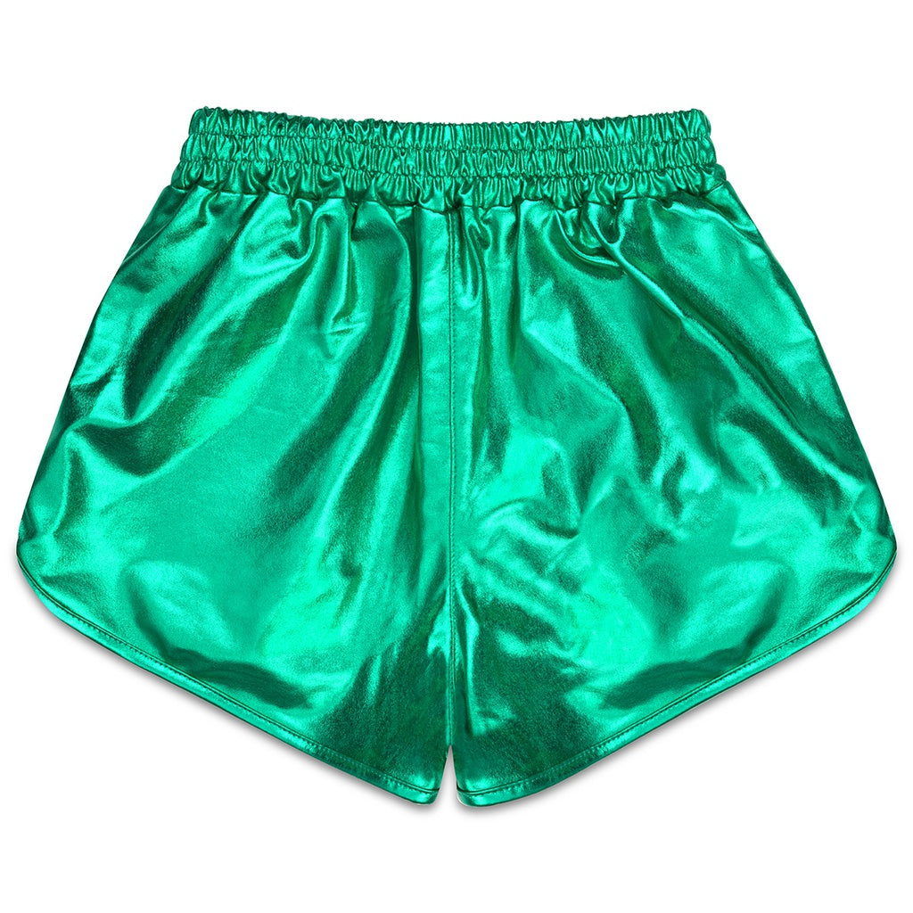 GREEN METALLIC SHORTS || ISCREAM