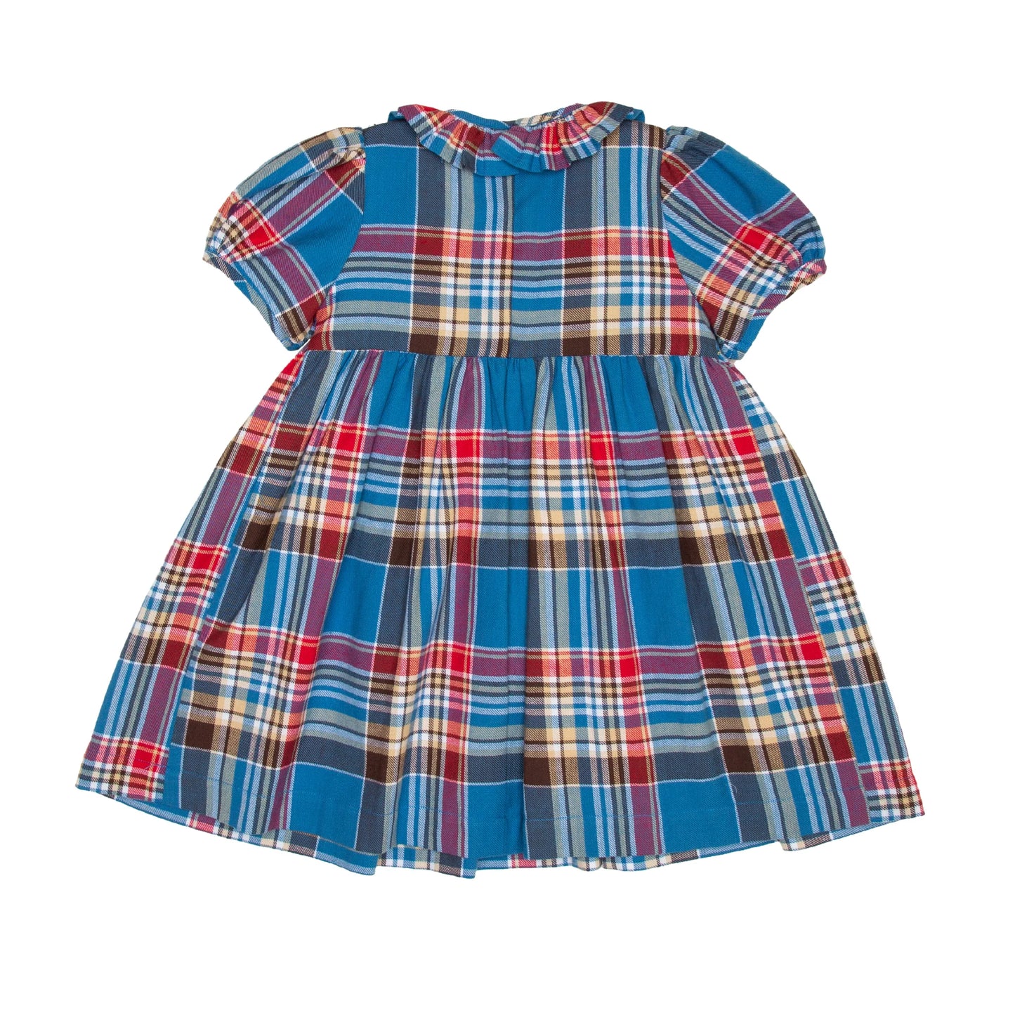 AVERY TARTAN SWIRL SMOCKED DRESS