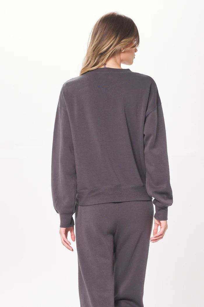 COOL CHARCOAL W/ STAR EMBROIDERY FLEECE CREWNECK