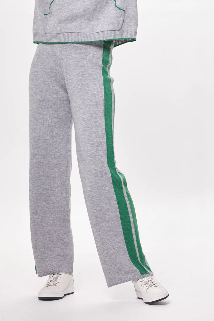 HEATHER W/ FOREST GREEN "PEACE" JACQUARD SWEATER FLARE PANTS