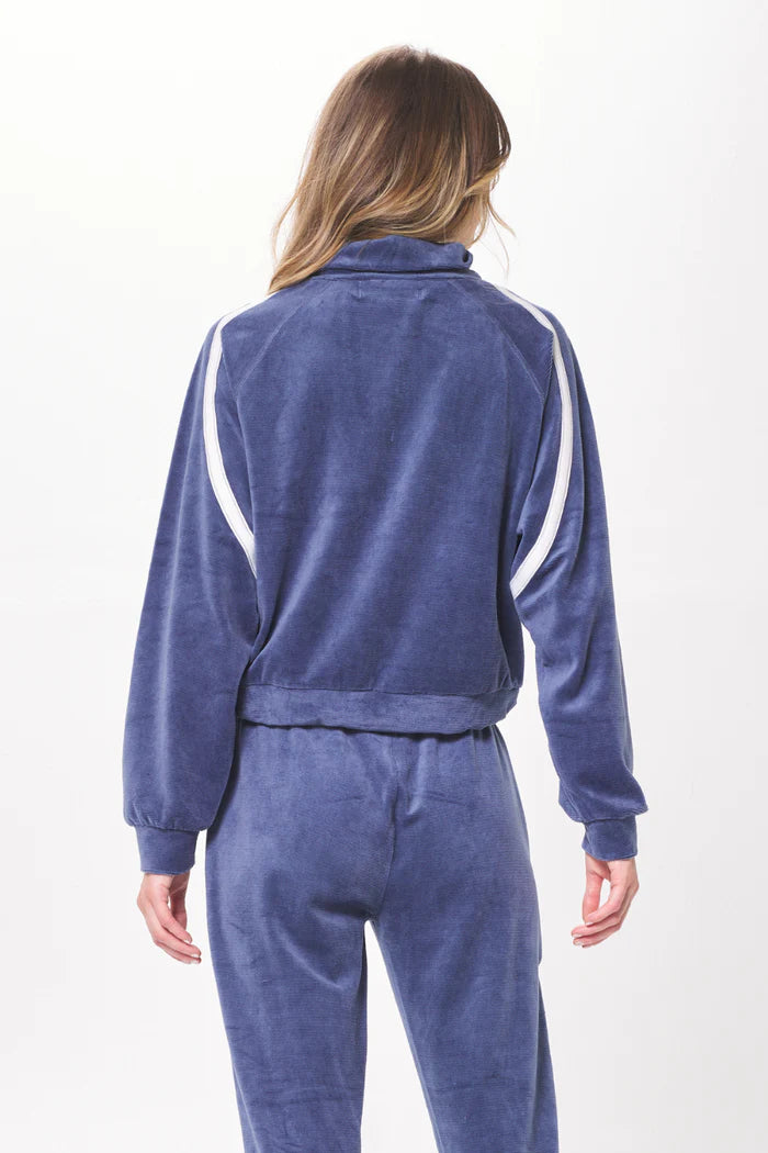 SPACE BLUE BRUSHED CORDURPY QUARTER ZIP || VINTAGE HAVANA