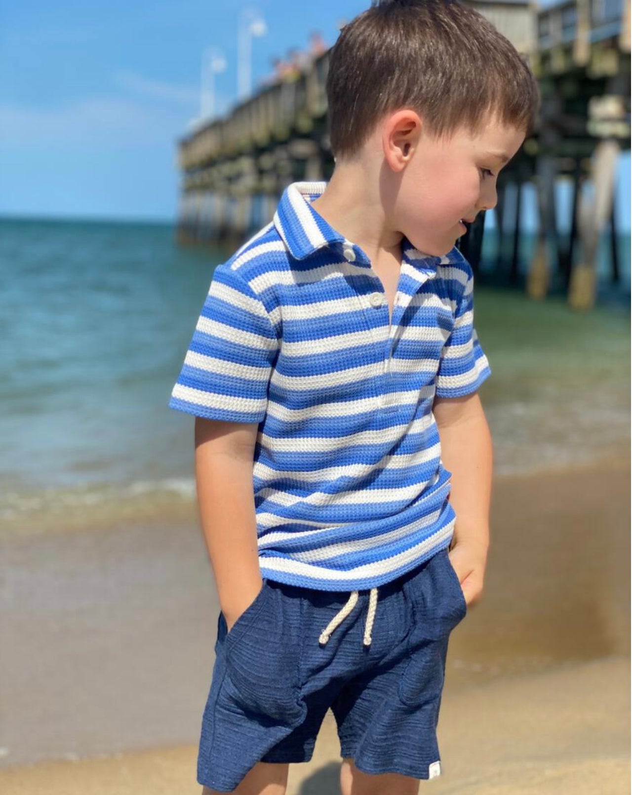 NAVY RIBBED SHORT