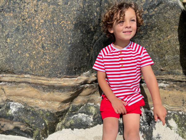 RED & WHITE STRIPE HENLEY