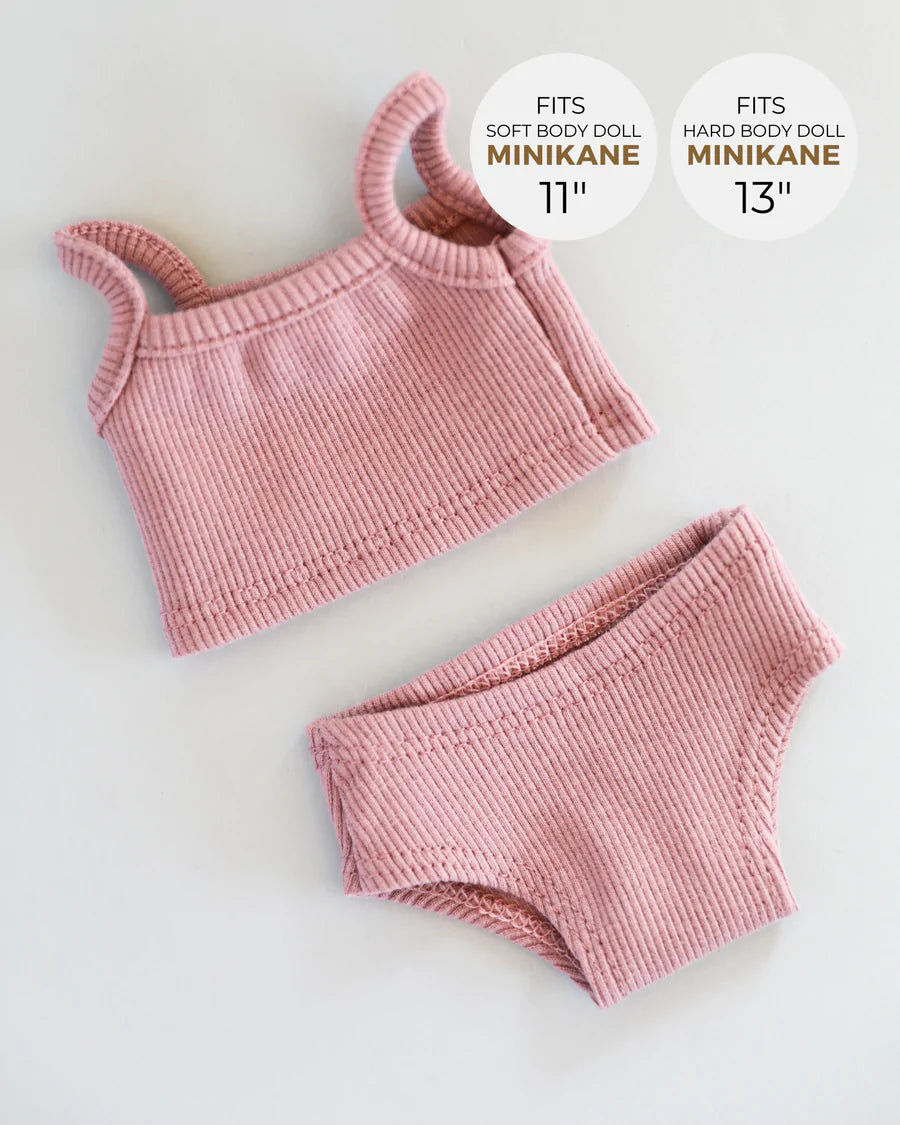 Minikane Les P'tits Basiques Ribbed Knit Girl's Underwear Set with