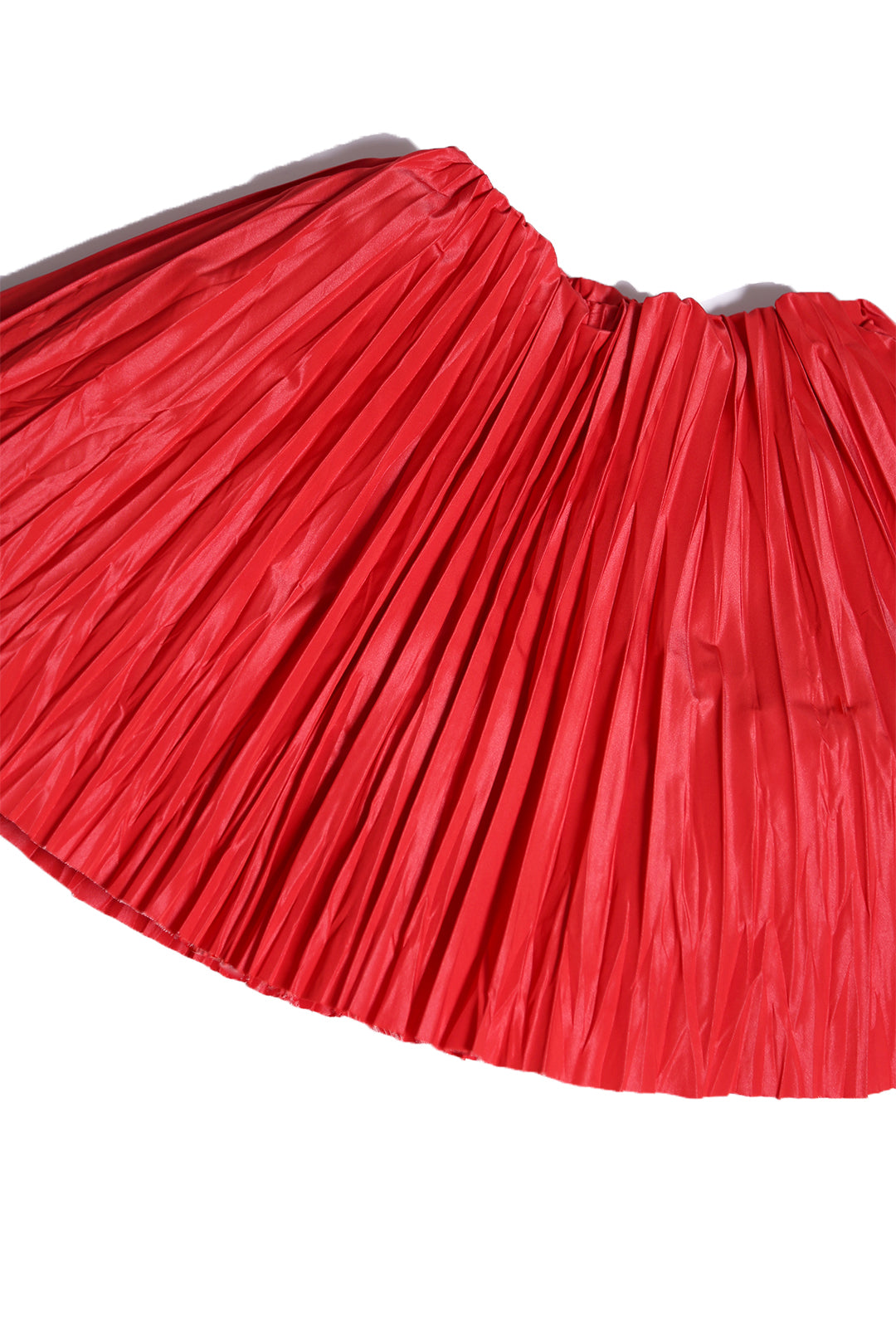 CRUSH PLEATED TWIRL SKIRT - RED || TIA CIBANI
