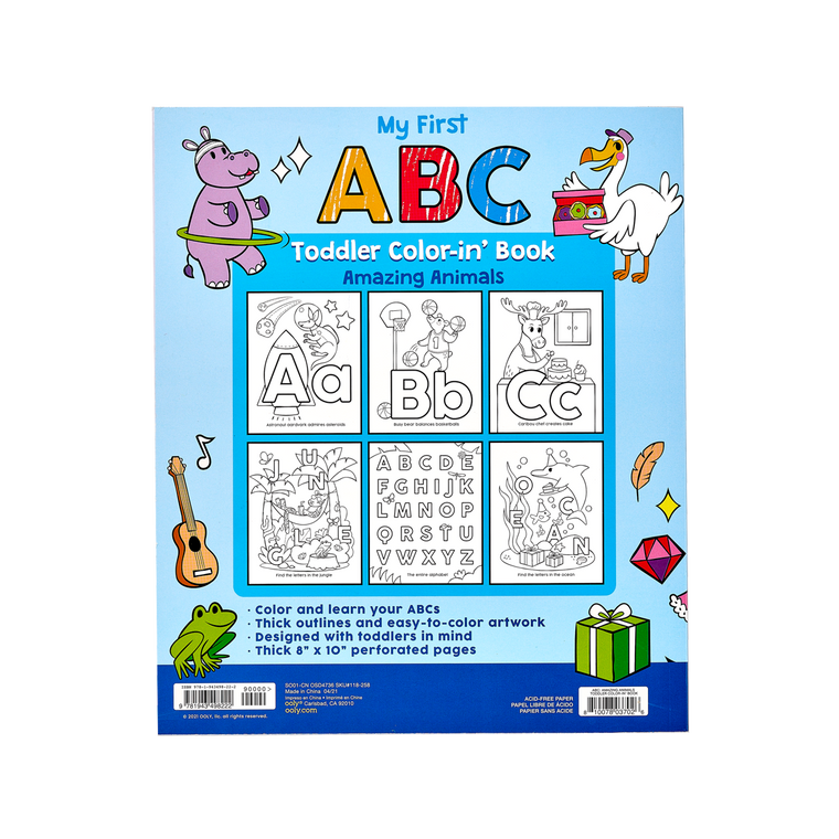 ABC: Amazing Animals Toddler Color-In' Book