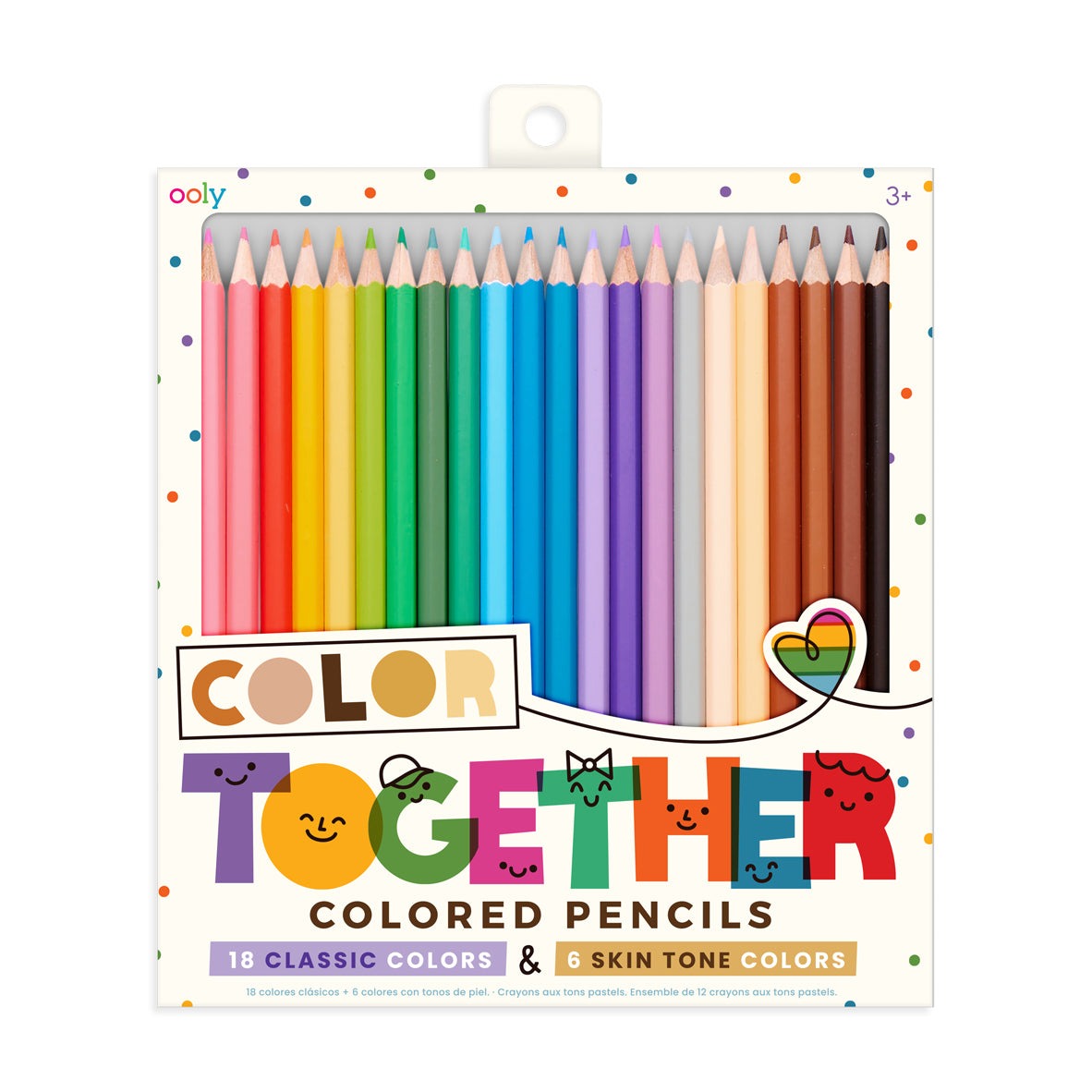 Color Together Colored Pencils - Set of 24 (18 Classic & 6 Skin Tone Colors)