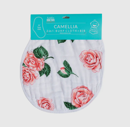 2-in-1 Burp Cloth and Bib: Camellia