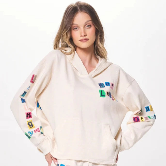 HEATHER OATMEAL W/ MULTI JET LAG FLEECE HOODIE
