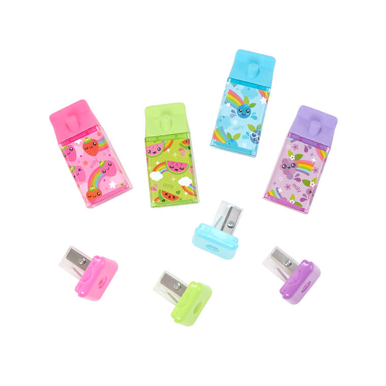 Lil' Juicy Box Scented Erasers + Sharpeners - Tub of 24