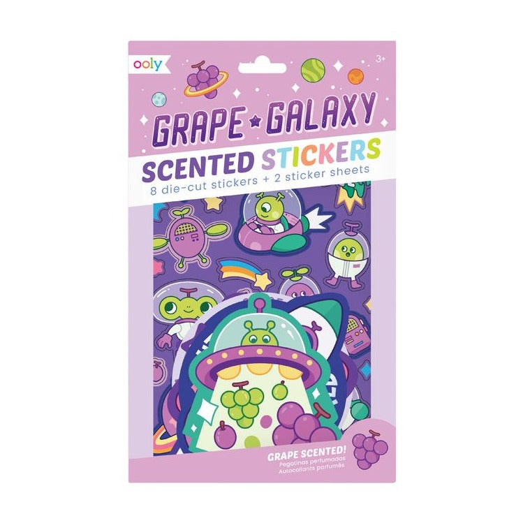 Scented Scratch Stickers : Grape Galaxy (2 Sticker Sheets + 8 Jumbo Stickers)