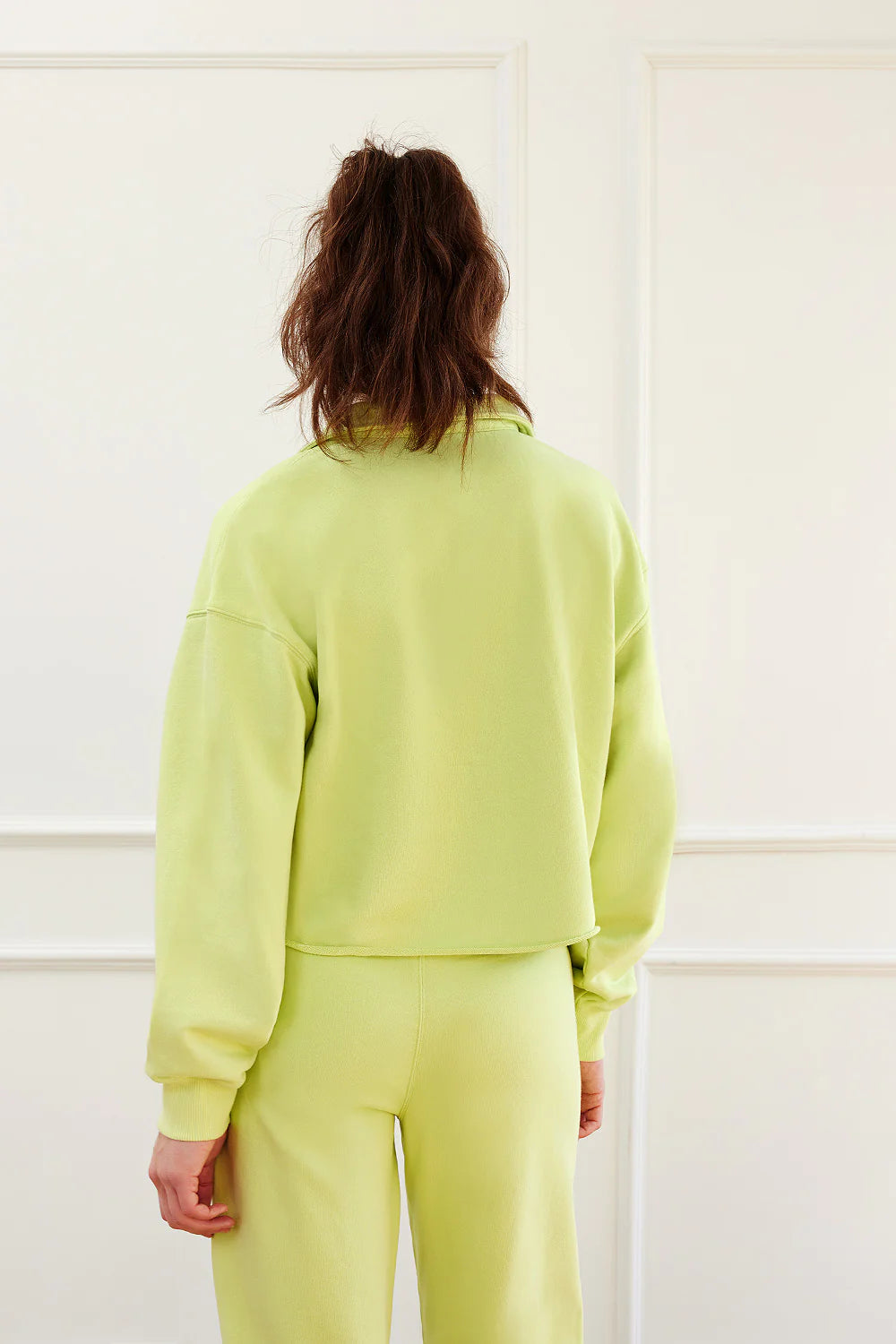 KYLE CROPPED POLO PULLOVER LIME