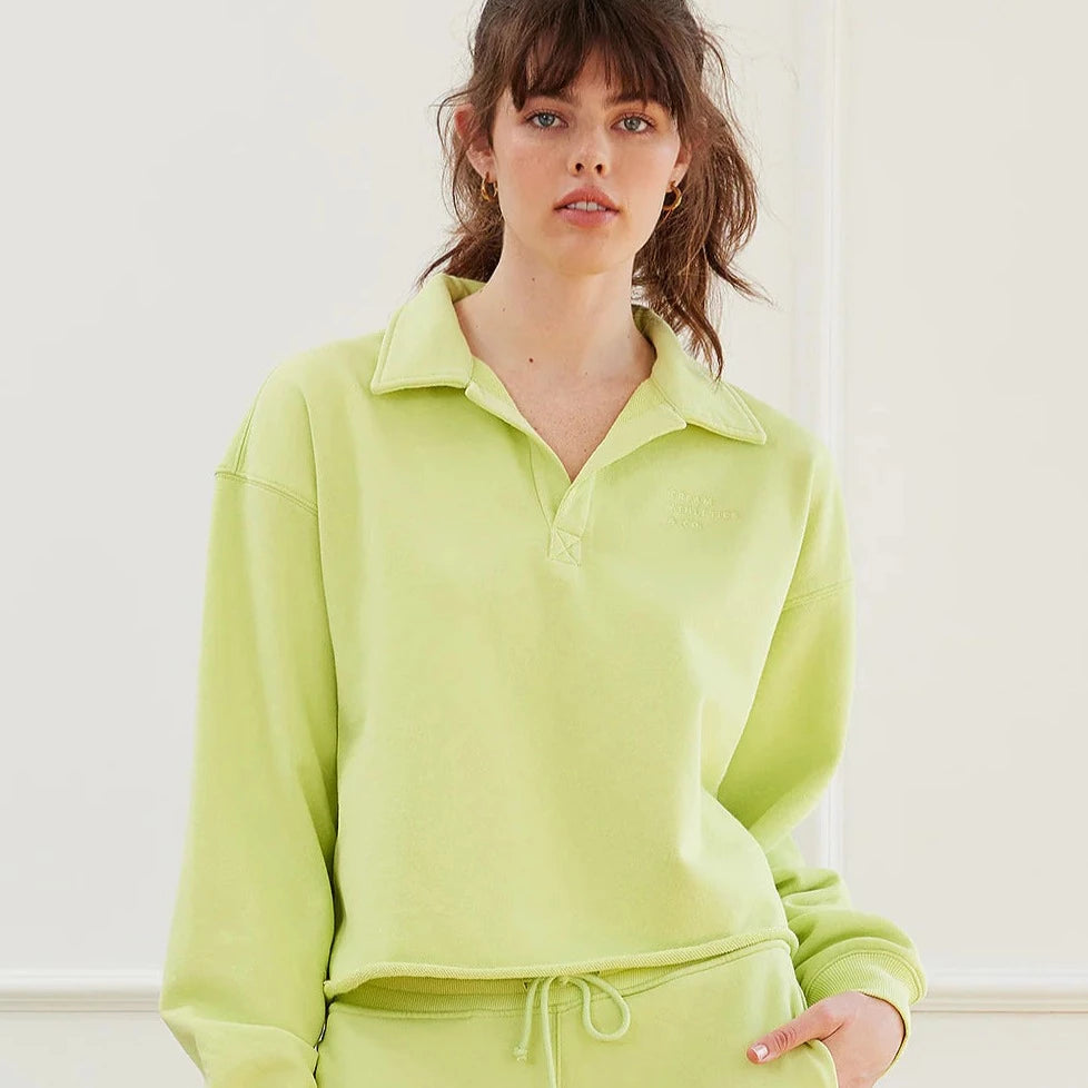 KYLE CROPPED POLO PULLOVER LIME