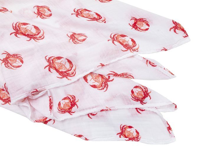 Pink Crab Baby Muslin Swaddle Receiving Blanket