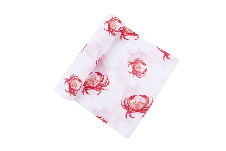 Pink Crab Baby Muslin Swaddle Receiving Blanket